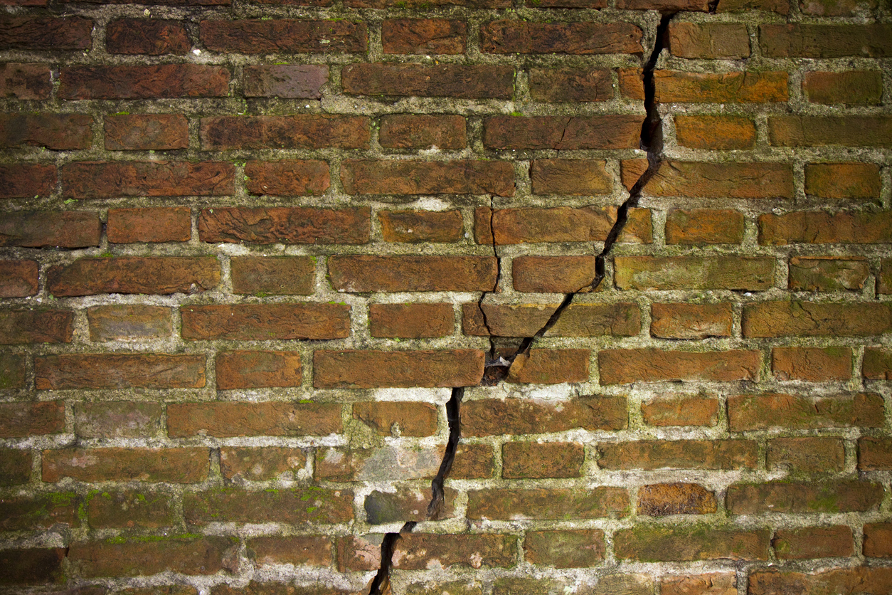 Cracked brick wall